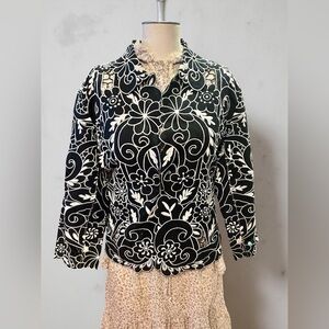 Chico's Black and White Floral Top